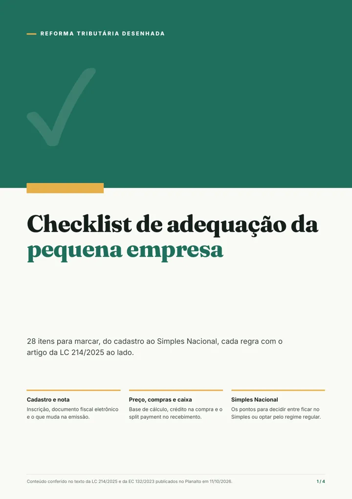 Capa do material Checklist de adequação da pequena empresa